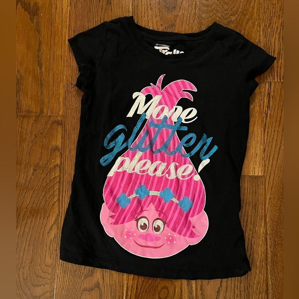 Dreamworks Trolls Poppy pass the glitter t shirt size 7-8